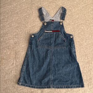 Tommy Hilfiger Toddler Girls Denim Overall Dress Vintage with Striped Accents 3T